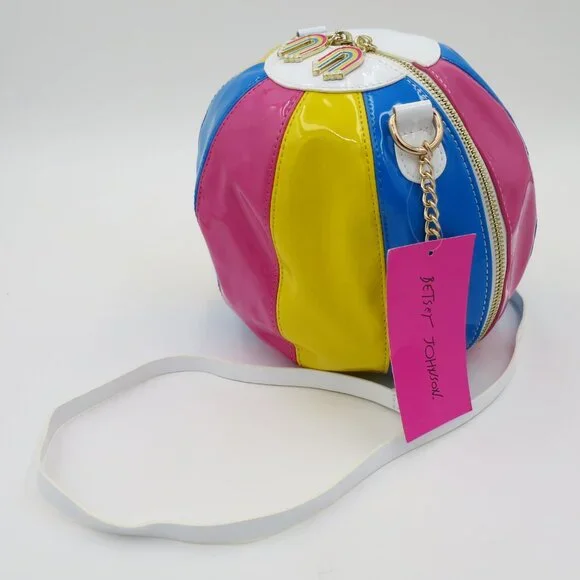 NWT Betsey Johnson Beach Ball Crossbody Glossy Vinyl Handbag - Picture 11 of 15